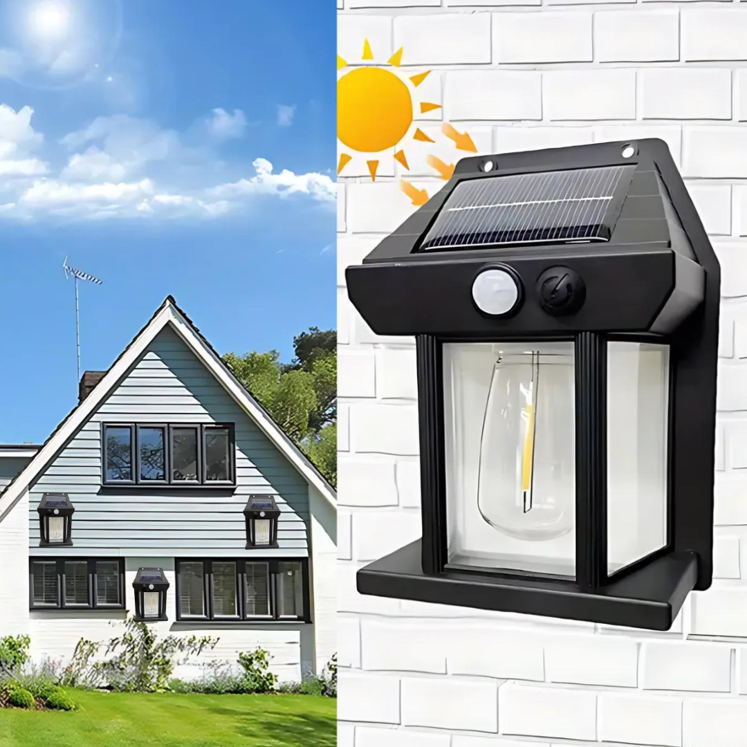 Foco Solar Vintage con 1 Ampolleta Color Negro