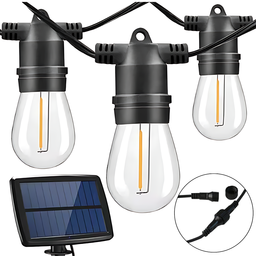 Guirnalda Solar Vintage de 10 Metros con Cable de Extensión