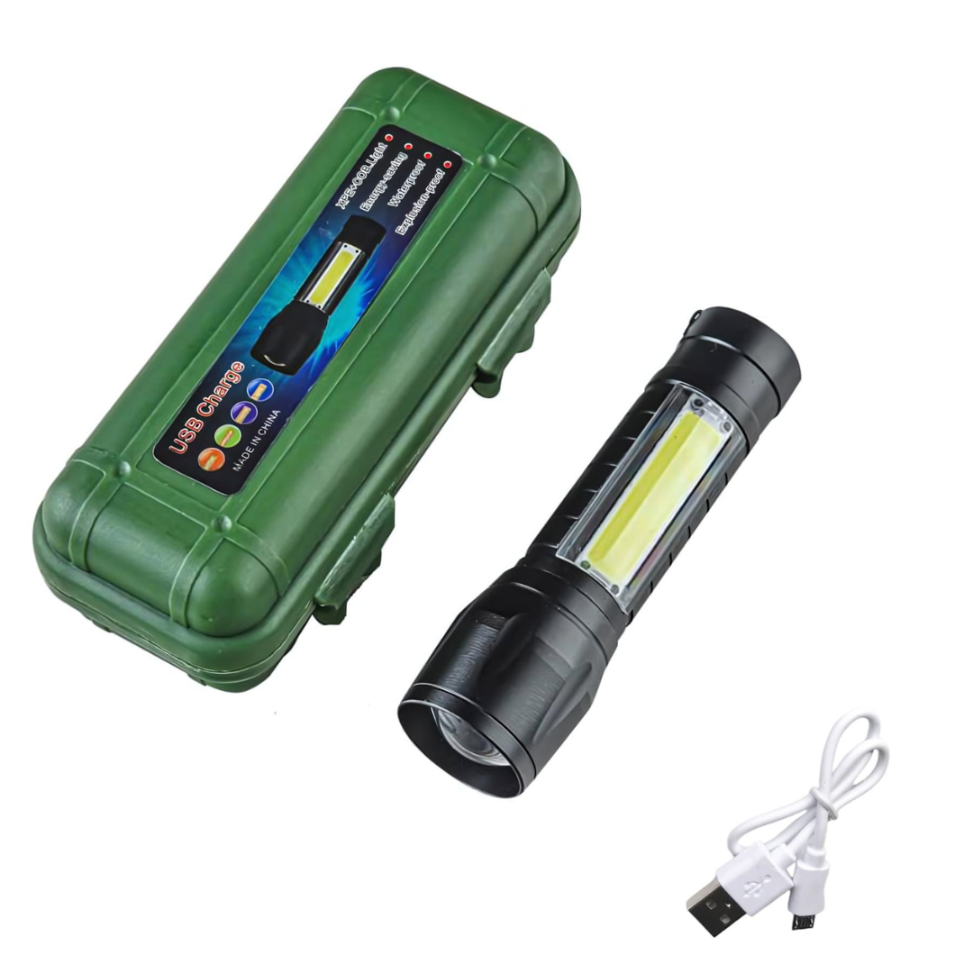 Linterna de Bolsillo de 10Cms. Recargable con Estuche