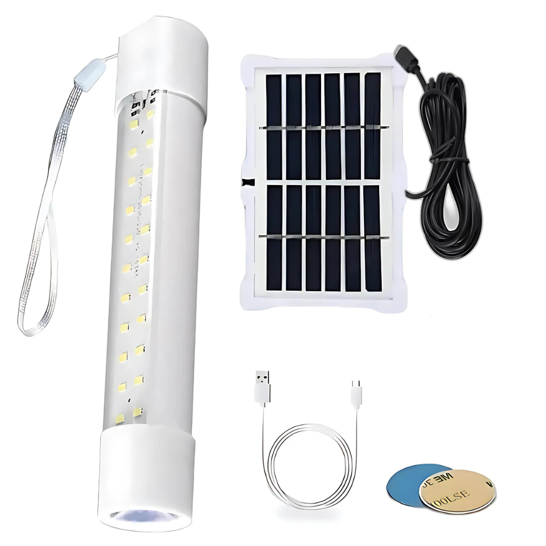 Lámpara de Emergencia Solar y a Corriente Recargable de 17 Cms.