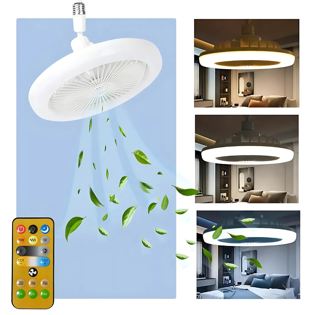 Ventilador de Techo con Control Remoto y Lámpara Led de 3 Modos