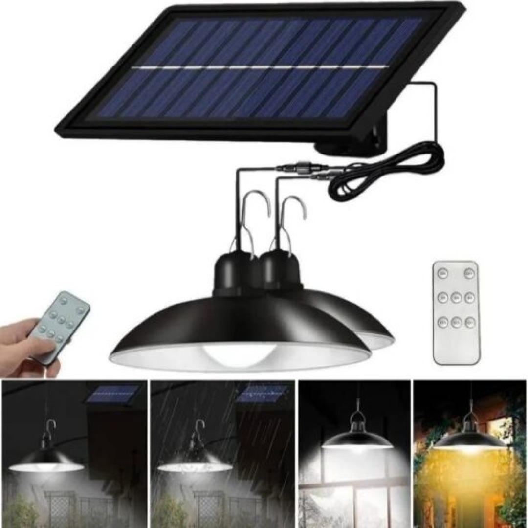Lámpara Led Solar Doble Colgante 240W Con Control