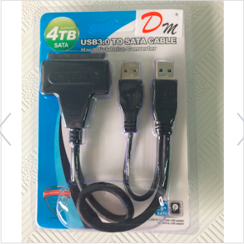 ADAPTADOR USB 3.0 A SATA 2.5 CON DOBLE USB+DC Y CAJA