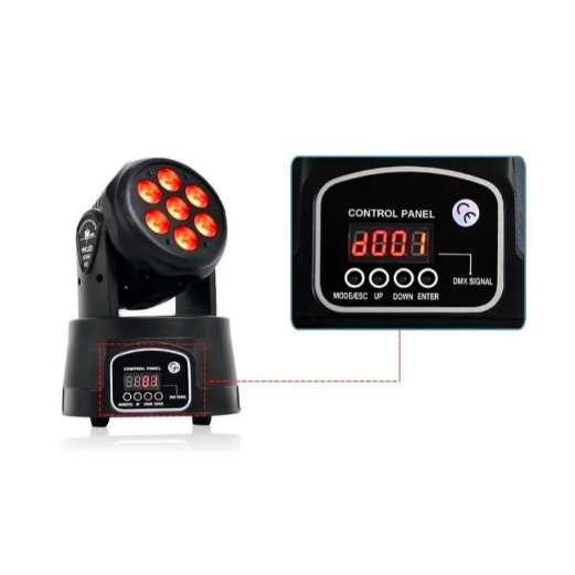LUZ CABEZAL 7LED MOVE DMX