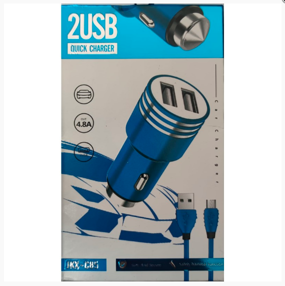 CARGADOR DE AUTO CON CABLE V8 2.4A