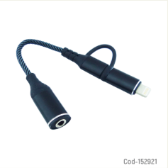 Cable Adaptador 2 En 1 Type-C A, Lightning A Jack 3.5 MM Hembra Modelo SX-90 Soga.