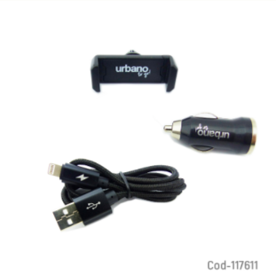 Kit Cargador 3 En 1, Urbano, Lightning, Para Auto.