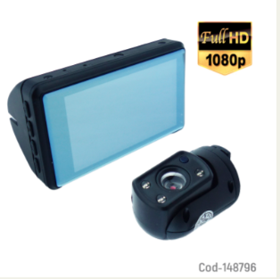 Camara DVR Doble Camara 360° Con Pantalla LCD De 3”
