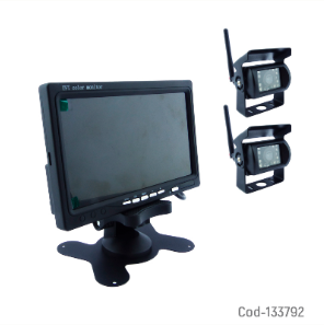Kit Para Camion Con Pantalla 7”, 2 Camaras Inalambricas Por Wifi.