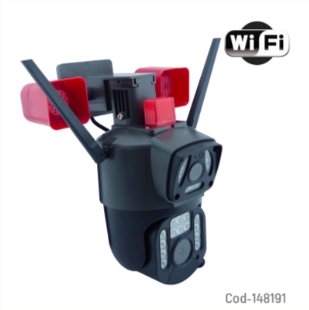 Camara De Vigilancia IP De 23 LED Con Doble Camara, Doble Sirena Y Baliza.