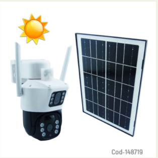Camara De Vigilancia IP Con Extension Solar, WIFI, Doble Lente Y Sensor De Movimiento Para Usar Con APP V380.