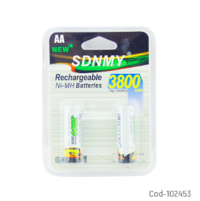 Pila SDNMY AA Recargable 3800 Mah, Set X 2. En Blister.