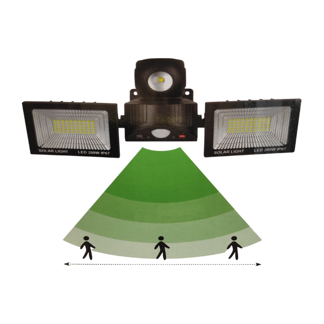 foco doble solar con sensor de movimiento inteligente
